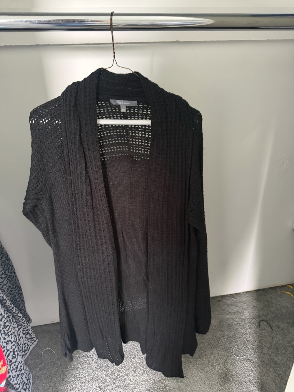 Daisy Fuentes Women’s Open Front Cable Knit Cardigan Black Size Large
